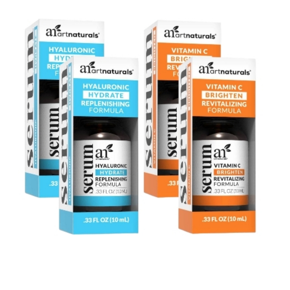 ArtNaturals Skincare Set – 2 Vitamin C + 2 Hyaluronic Acid Serum | NIB